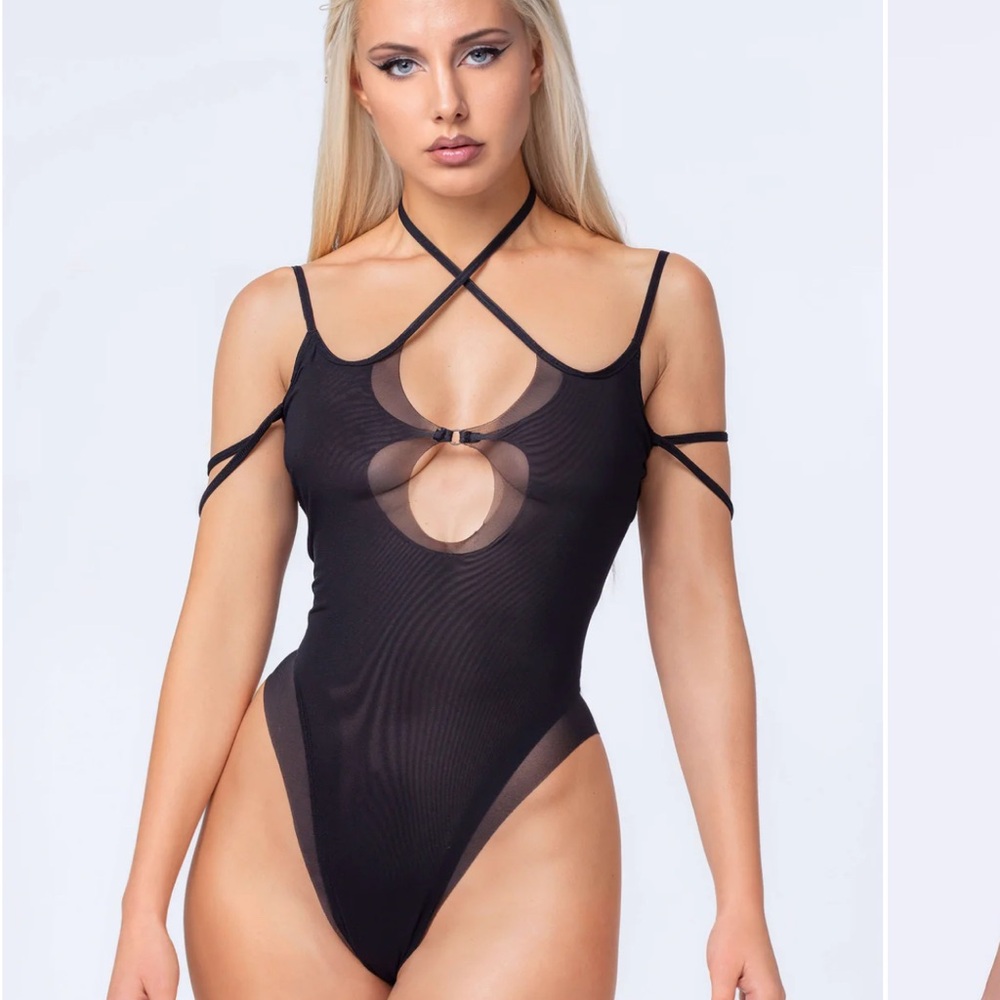 NWOT - Chic Black Strappy Women's Bodysuit